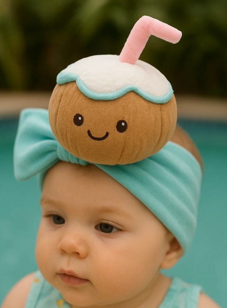 Coconut Water Baby Headband | Tropical Island Style Plush