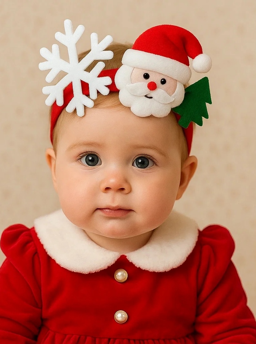 Bandeau de Noël bébé Père Noël et arbre avec étoile