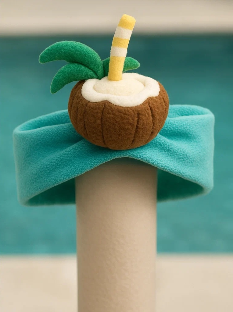 Coconut Tropical Drink Baby Headband with Palm Leaves – Summer Beach Style