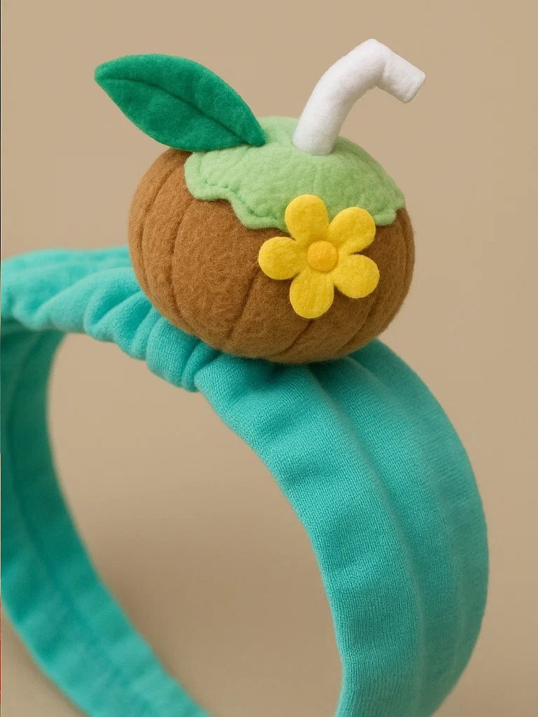 Coconut Tropical Drink Baby Headband with Yellow Flower – Summer Island Vibes