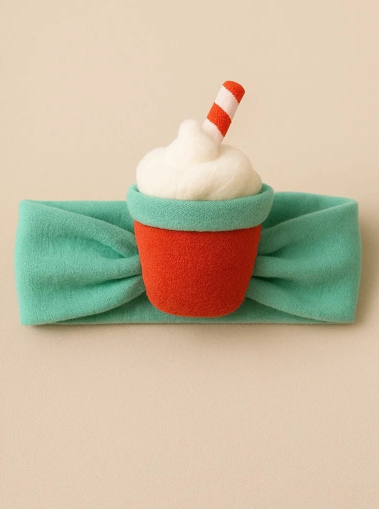 Baby Haarband im Sommergetränk-Stil mit Sahne und Strohhalm | Summer Drink Style Baby Headband with Cream Top