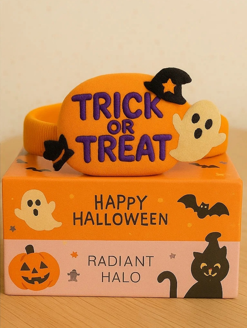 Trick or Treat Baby Headband Halloweeniga Kõrvitsade, Kummituste ja Lendavate Nahkhiirudega