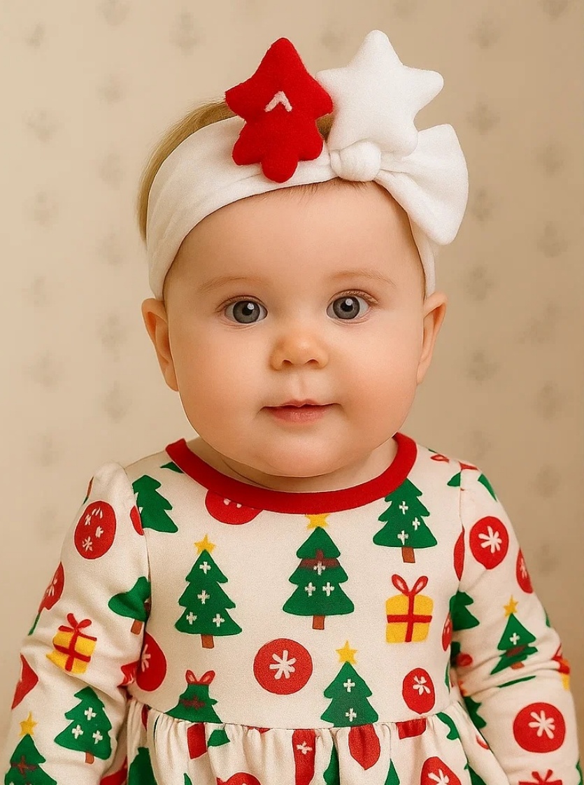 Christmas Tree and Star Bow Baby Headband