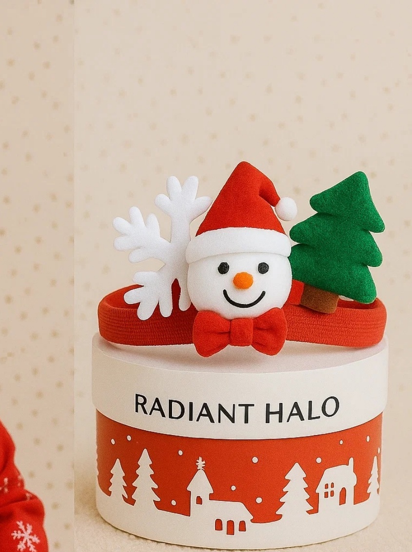 Christmas Smiling Snowman & Tree Baby Headband