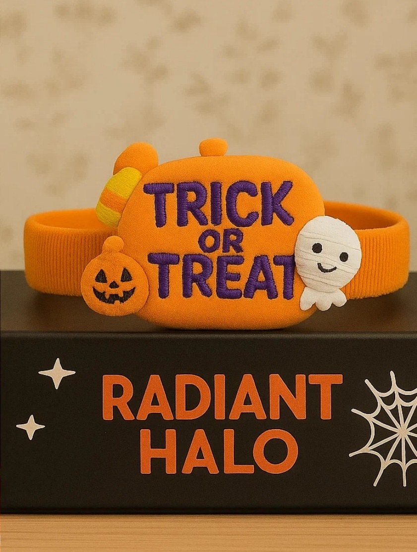 Halloween Pumpkin & Ghost Baby Headband – Soft Elastic Infant Hair Accessory