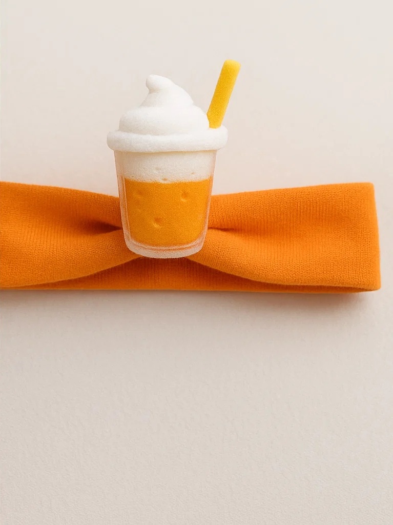 Faixa de Bebê com Bebida de Laranja e Chantilly | Orange Drink Style Baby Headband with Cream Top