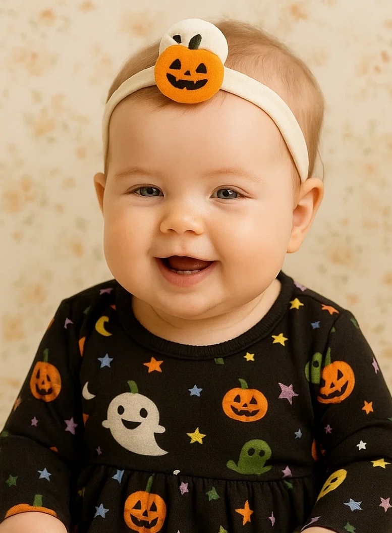Pumpkin & Ghost Duo Baby Headband – Adorable Halloween Infant Accessory