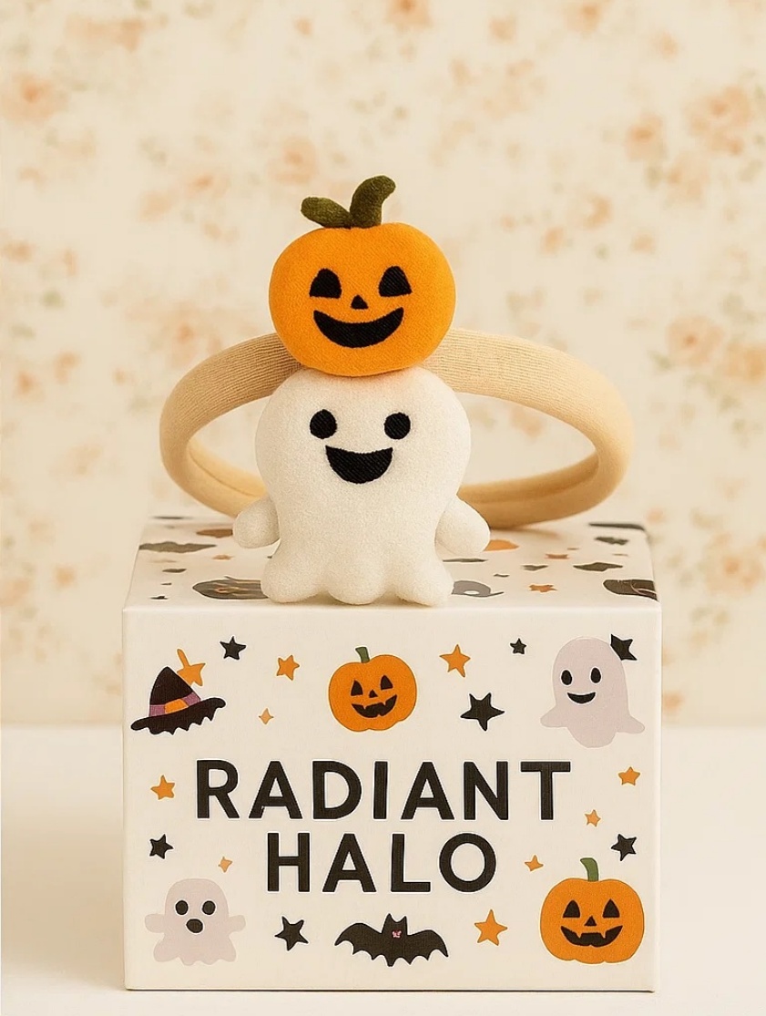 Pumpkin & Ghost Duo Baby Headband – Adorable Halloween Infant Accessory