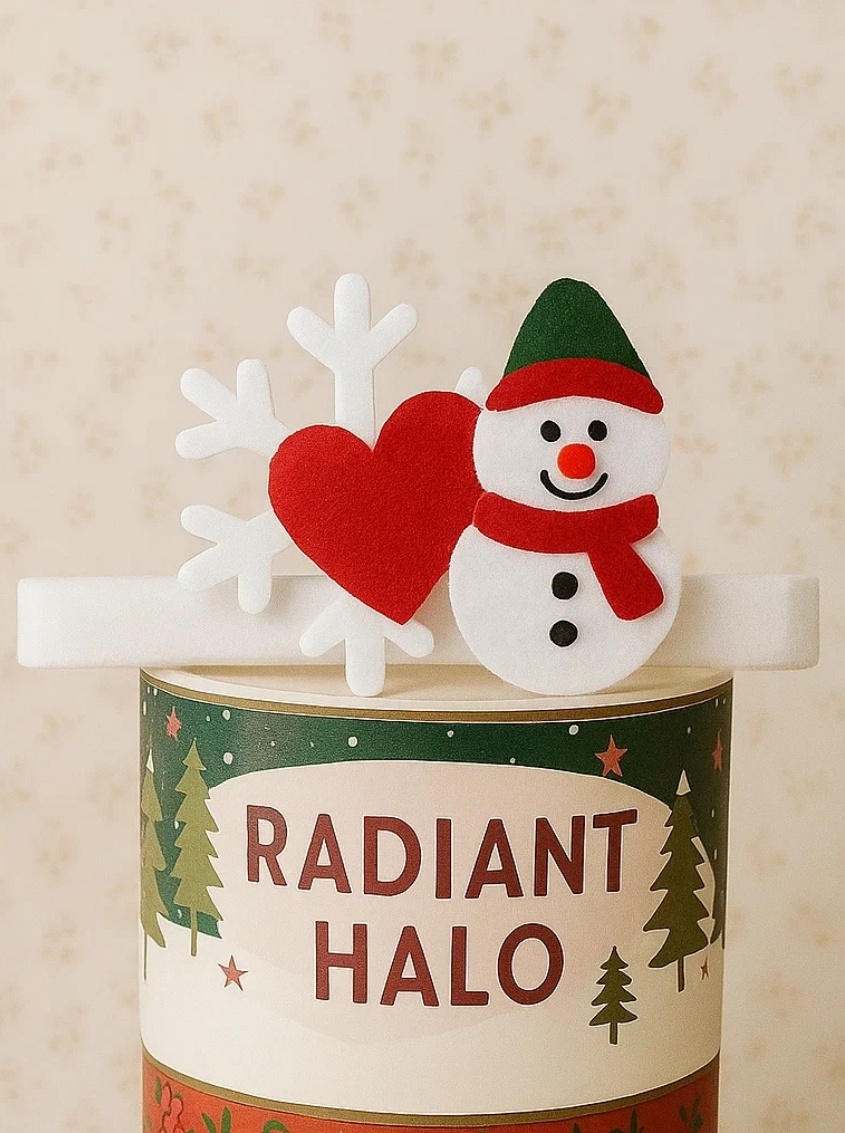 Snowman & Heart Red Bow Baby Headband