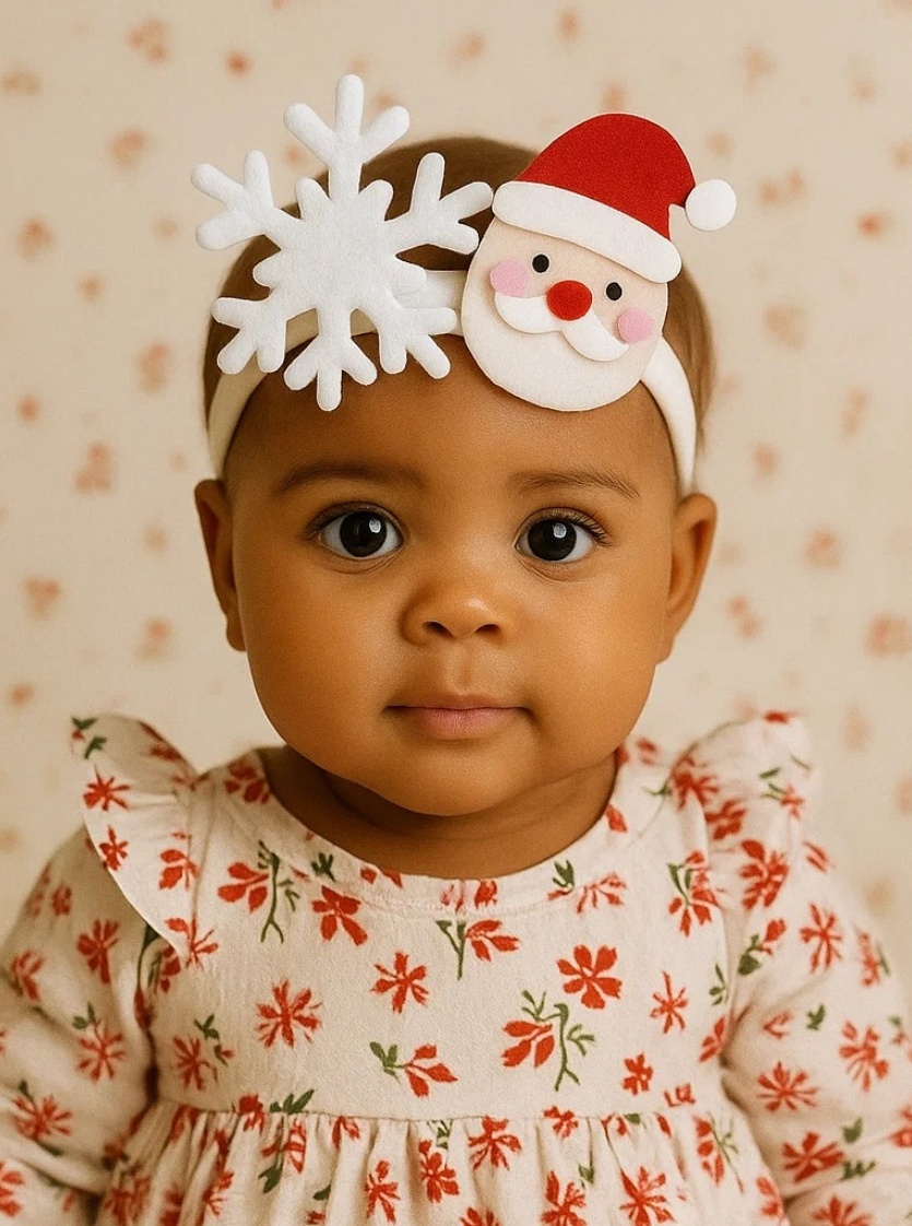 Santa Claus & Snowflake Soft Baby Headband