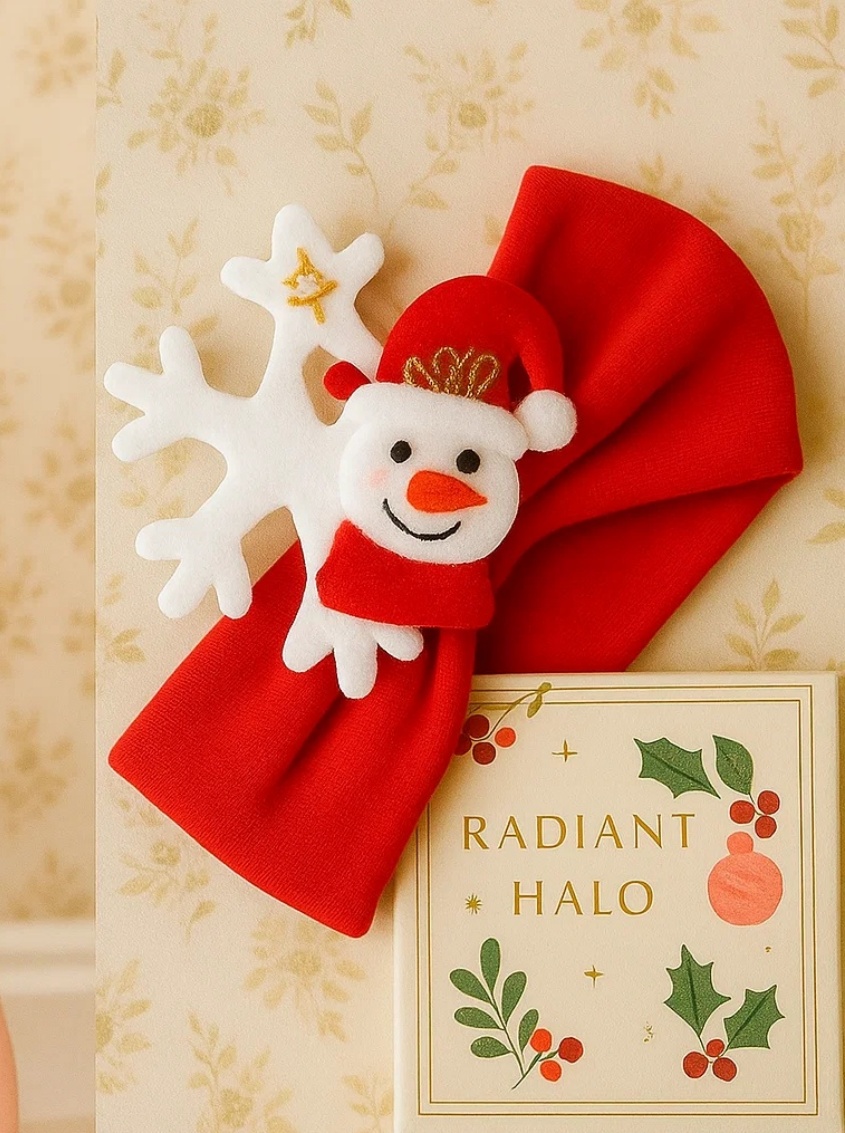 雪だるまとスノーフレーク クリスマスベビーヘアバンド