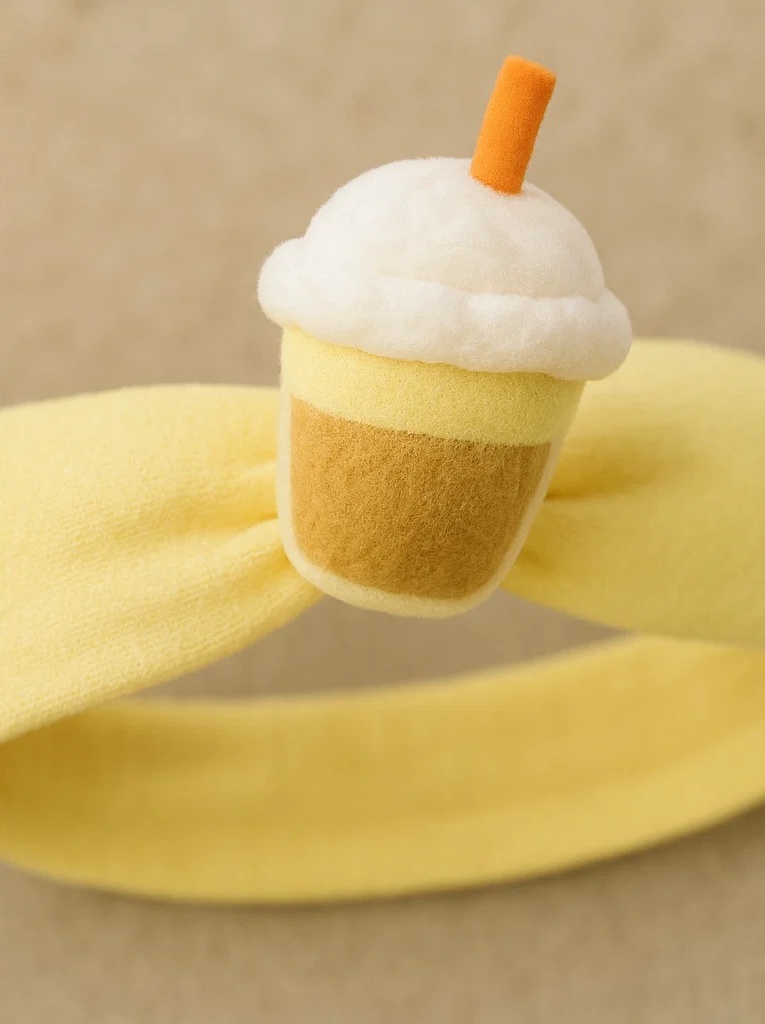 Summer Iced Drink Baby Headband - Yellow Cup with Cream Top | 夏日冰饮宝宝发带 - 奶油黄杯
