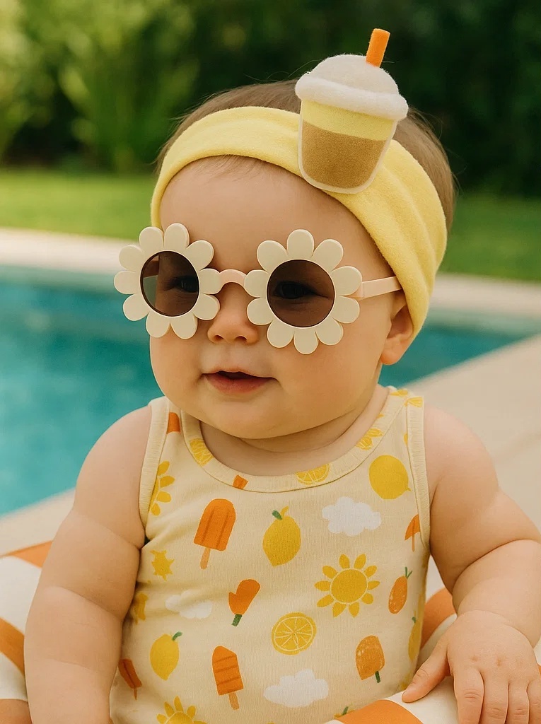 Summer Iced Drink Baby Headband - Yellow Cup with Cream Top | 夏日冰饮宝宝发带 - 奶油黄杯