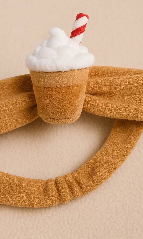 Coffee Cup Baby Headband with Red Straw & Cream Swirl | 咖啡杯宝宝发带 - 红吸管奶油旋顶