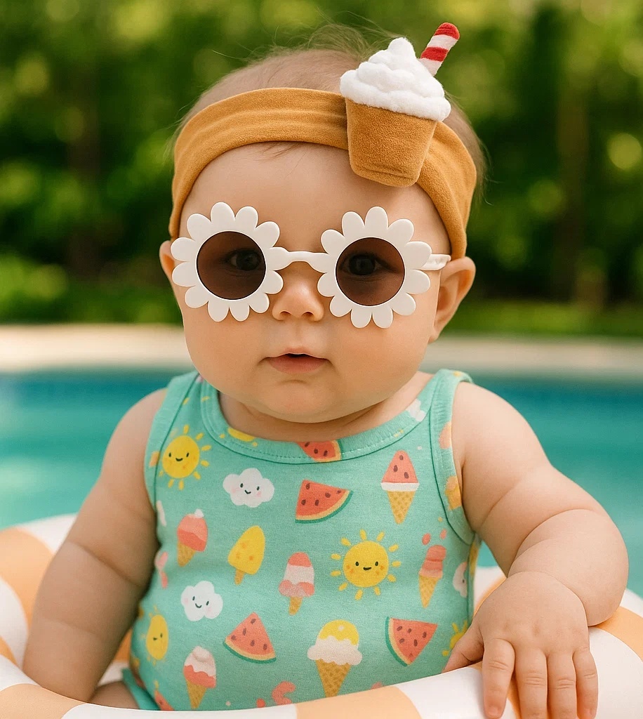 Coffee Cup Baby Headband with Red Straw & Cream Swirl | 咖啡杯宝宝发带 - 红吸管奶油旋顶