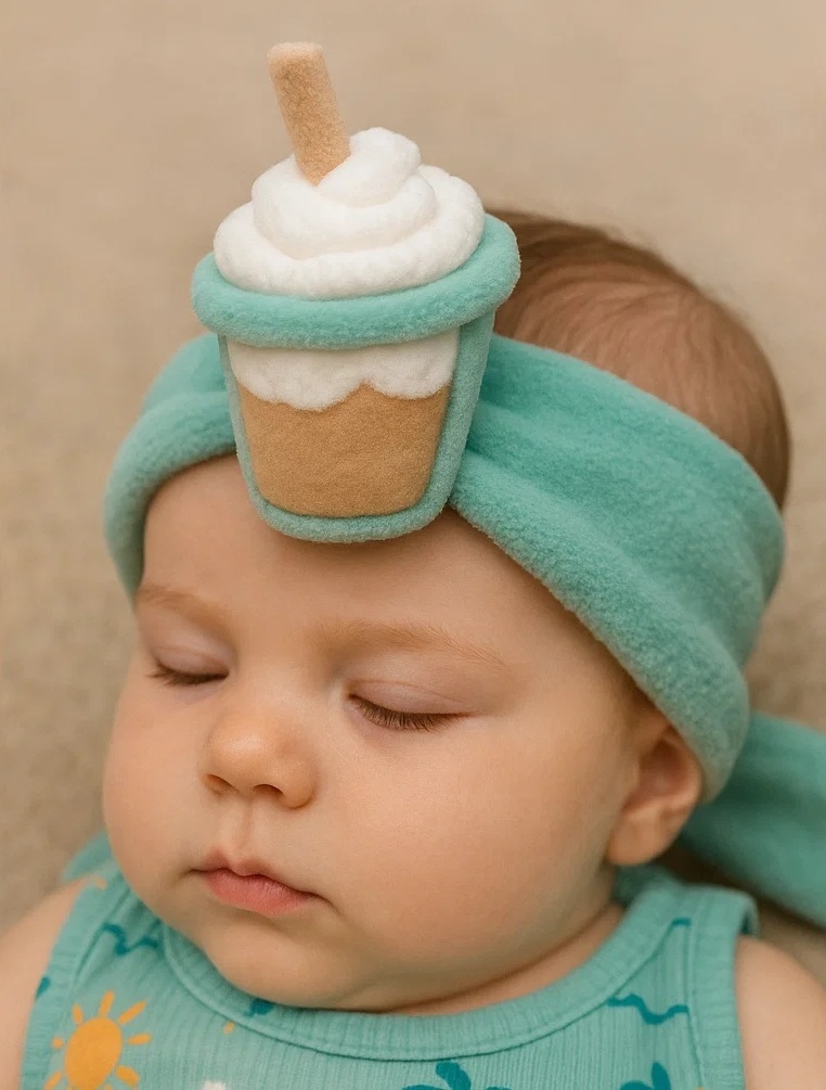 Iced Drink Baby Headband with Cream Swirl - Mint Green | 冰饮宝宝发带 - 薄荷绿奶油顶