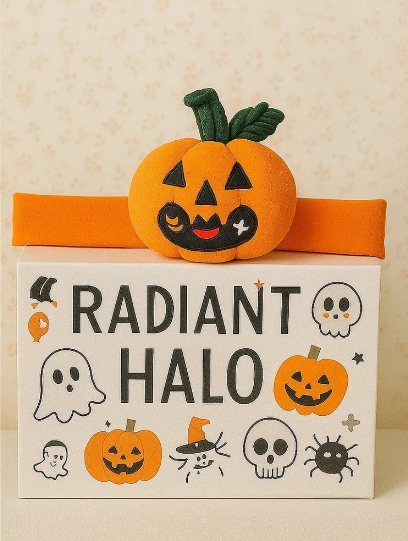 Tiara de bebê de Halloween com abóbora de pelúcia – Faixa elástica macia para cabelo infantil