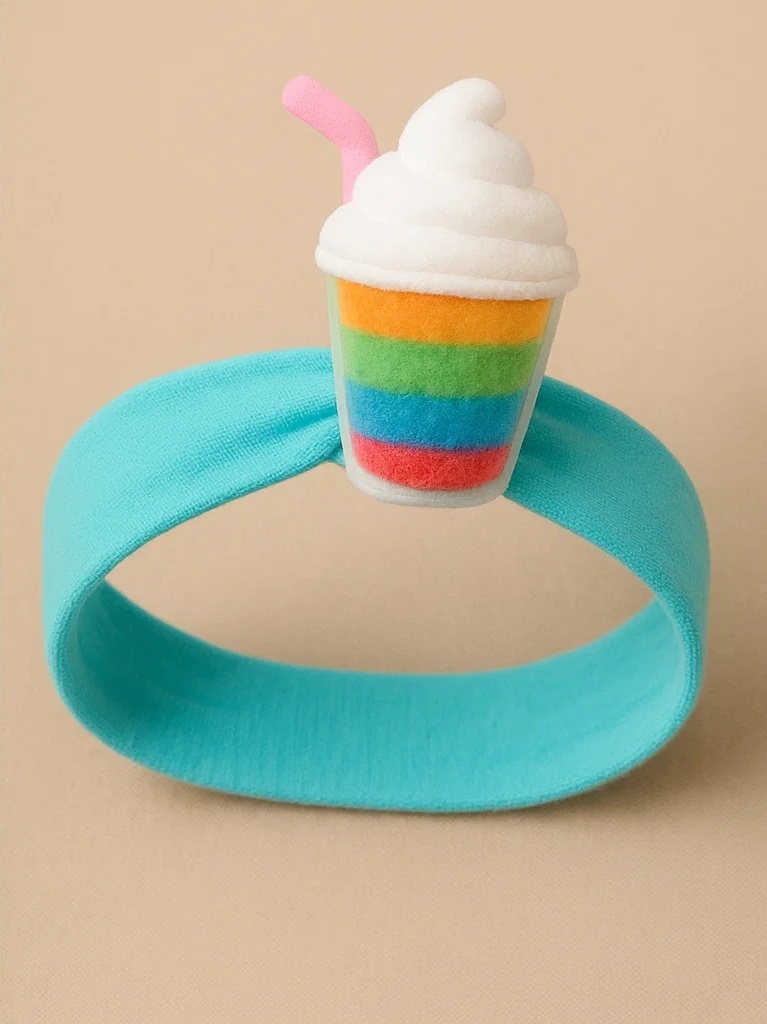 Rainbow Drink Baby Headband with Whipped Cream Top | 彩虹饮品宝宝发带 - 奶油顶造型
