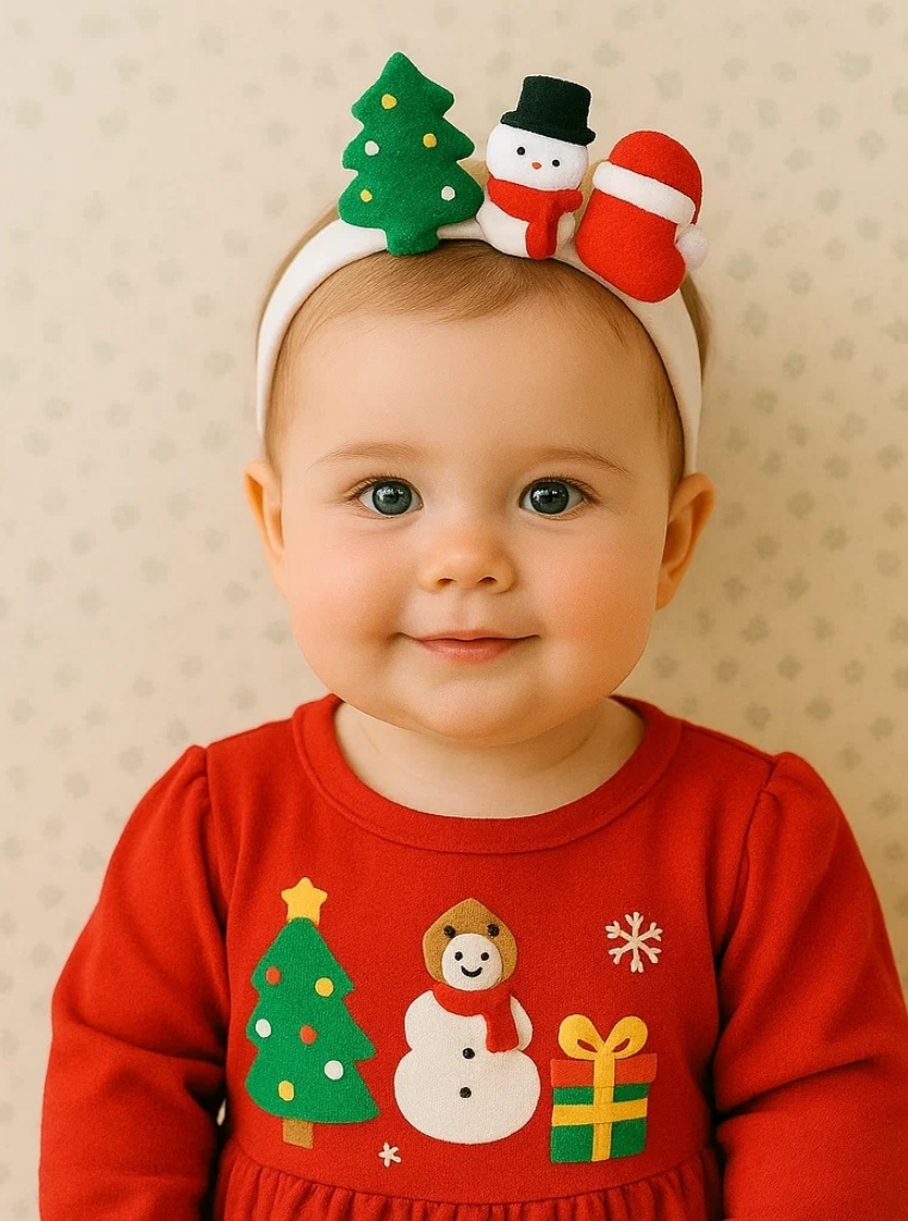 Christmas Tree and Gingerbread Man Baby Headband
