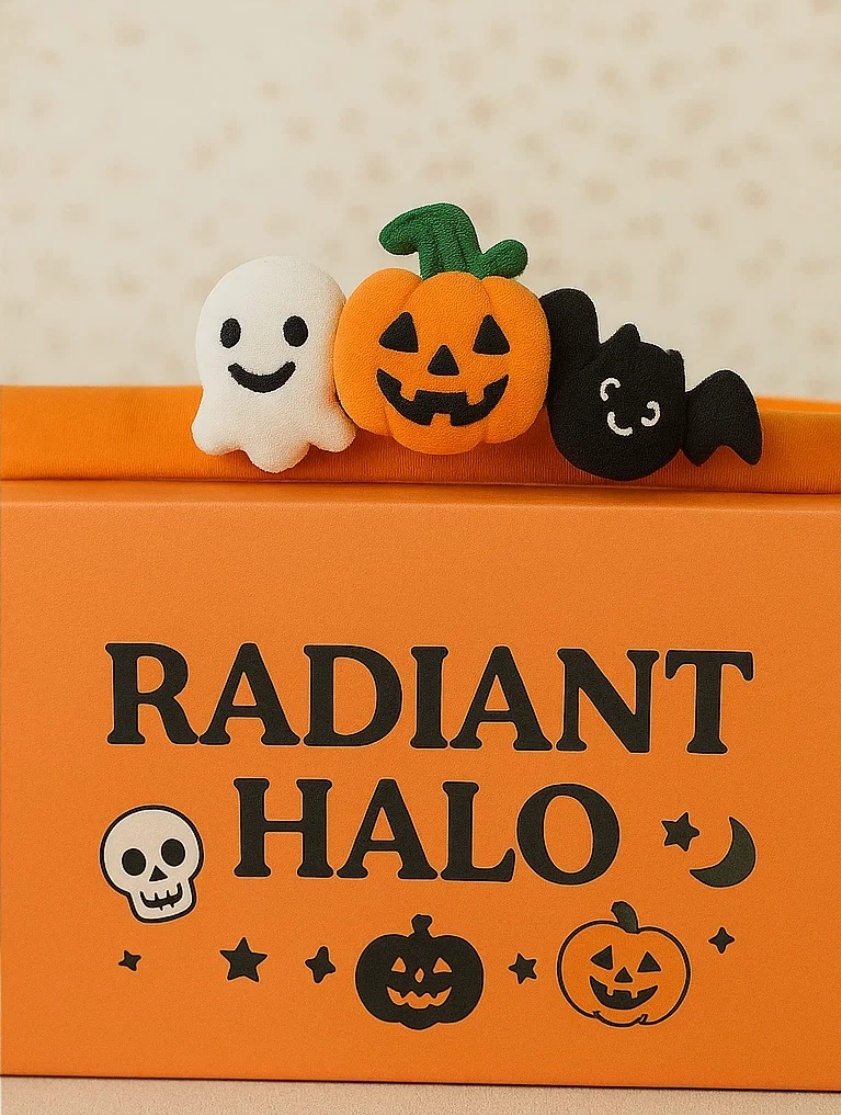 Bentiță de Halloween pentru bebeluși cu fantomă, dovleac și liliac – Accesoriu moale și elastic pentru păr