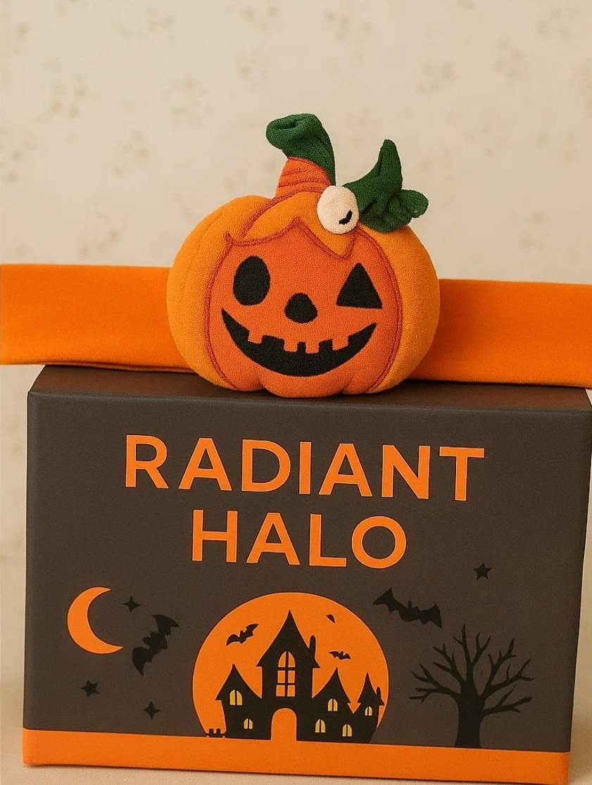 Halloweeni beebi peapael kõrvitsa kujundusega – Pehme ja elastne juukseaksessuaar