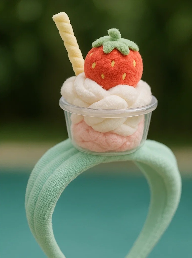 Strawberry Swirl Ice Cream Baby Headband – Soft Cone Style