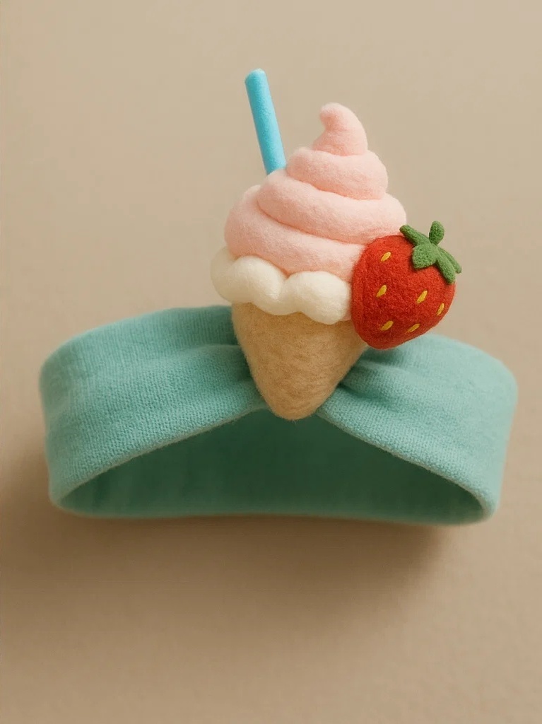 Sweet Berry Sundae Baby Headband – Creamy Plush Dessert Design