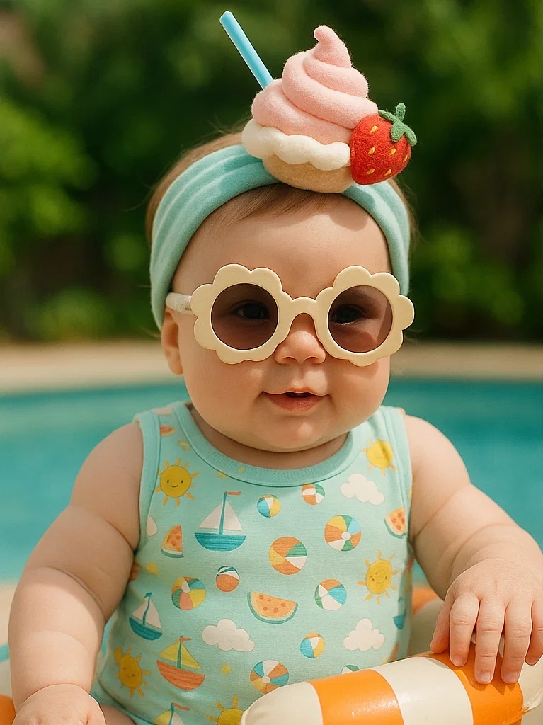 Sweet Berry Sundae Baby Headband – Creamy Plush Dessert Design