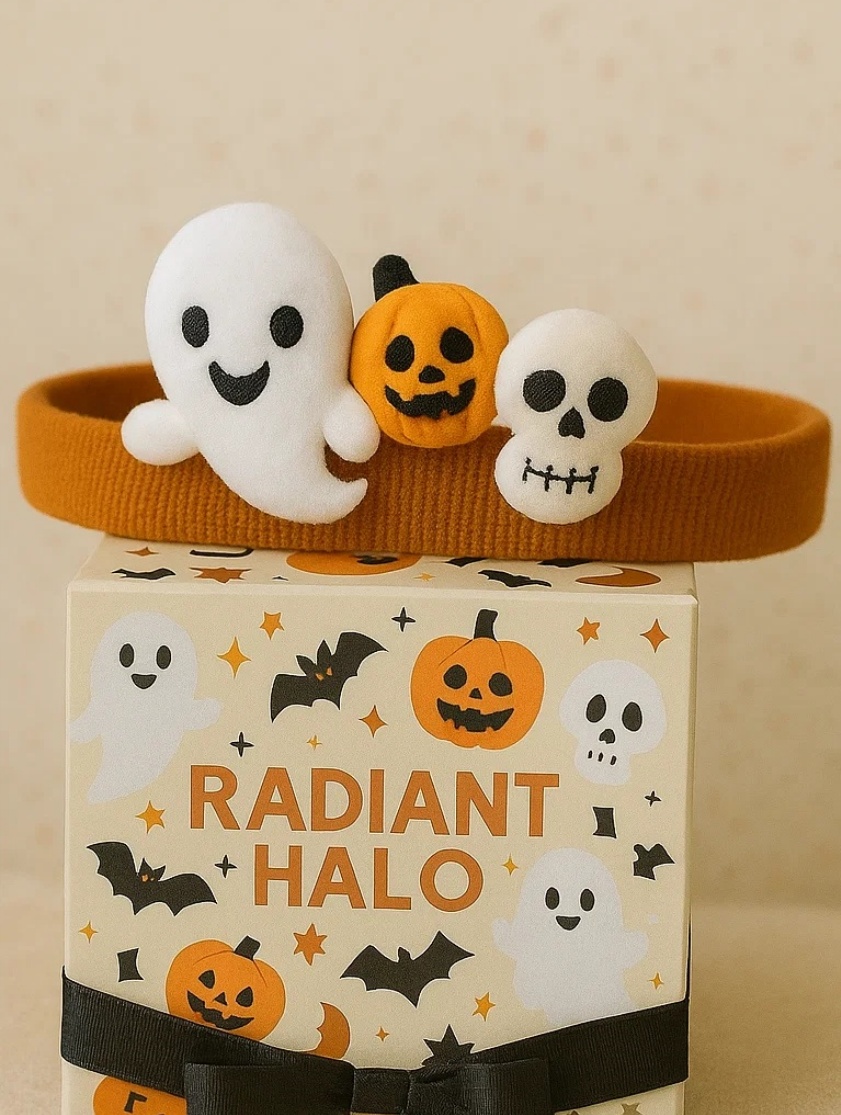 Haunted Cuties: Ghost, Skull & Pumpkin Baby Headband
