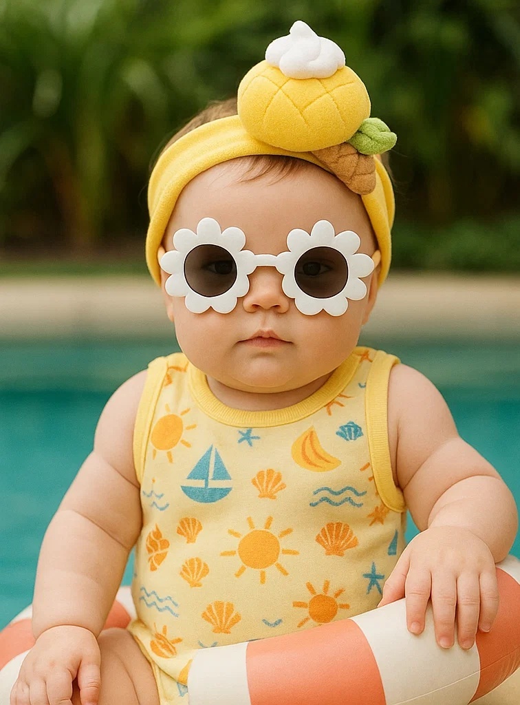 Ananas-Eistüte Baby Haarband – Süßes Sommer-Stirnband mit Plüschfrucht