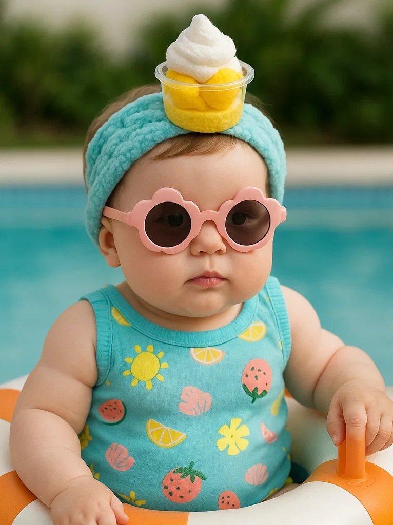 Faixa de Cabelo para Bebê – Sorvete de Manga em Copo Fofo