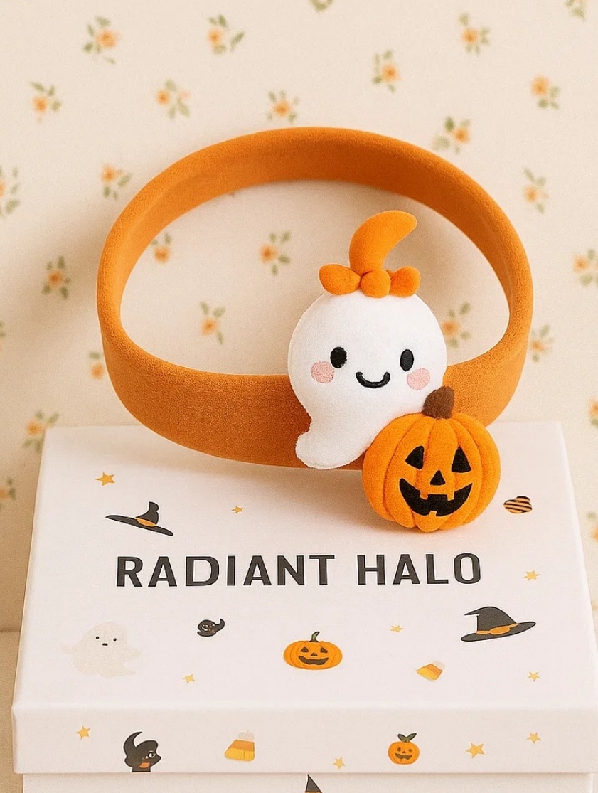 Diadema de Bebé con Fantasma y Calabaza de Halloween