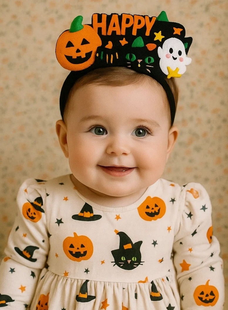 Bandeau Bébé Citrouille et Fantôme Halloween