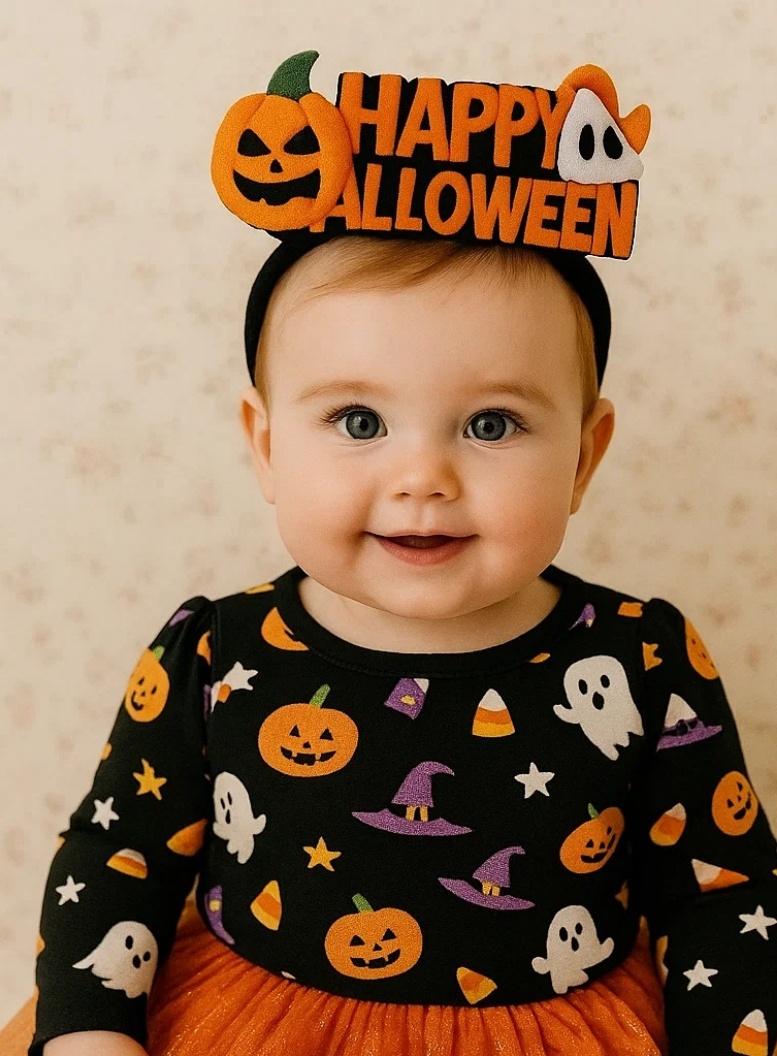 Tiara de Pelúcia Radiante de Halloween para Bebê