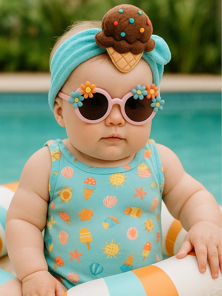 Baby Ice Cream Headband with Pink Sunglasses