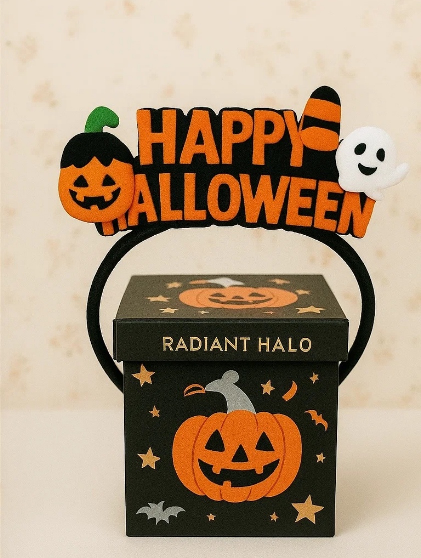 Bentiță de Halloween din pluș radiant pentru bebeluși
