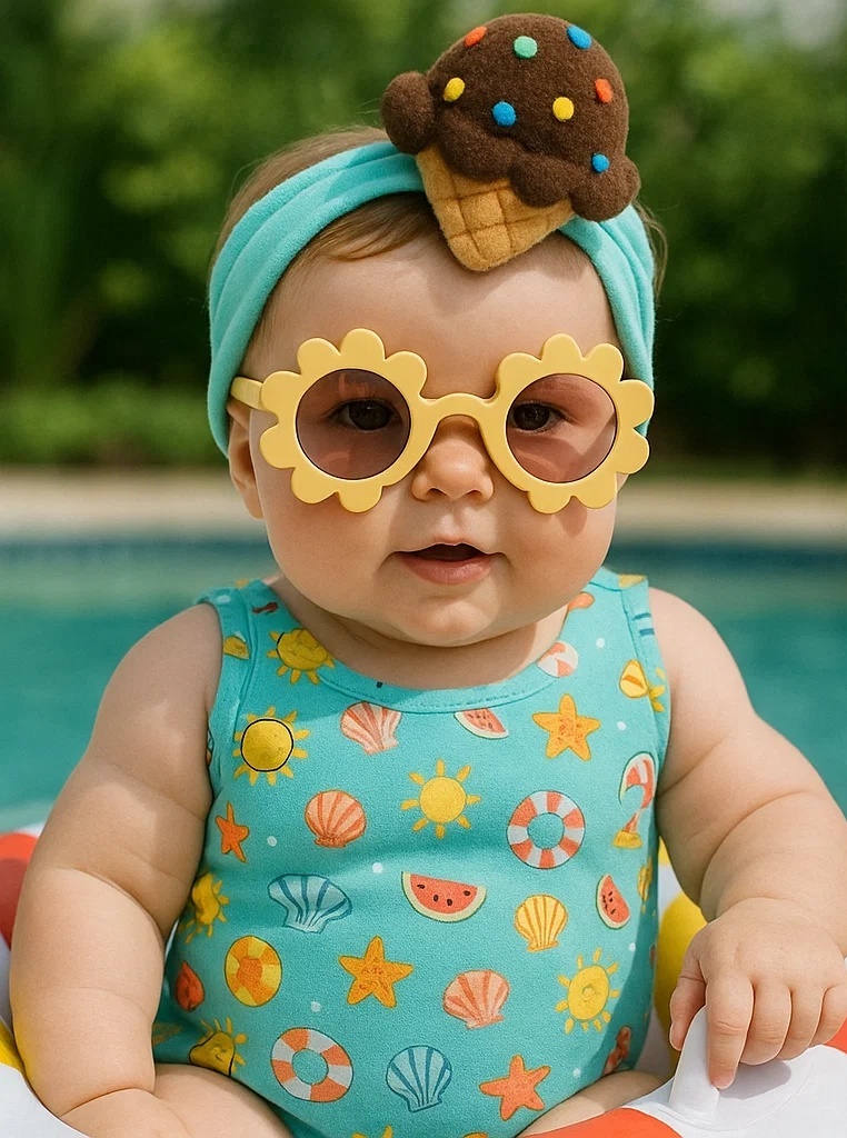 Baby Ice Cream Headband with Yellow Sunglasses