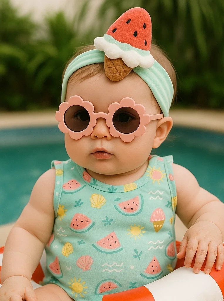 Baby Watermelon Ice Cream Headband with Sunglasses