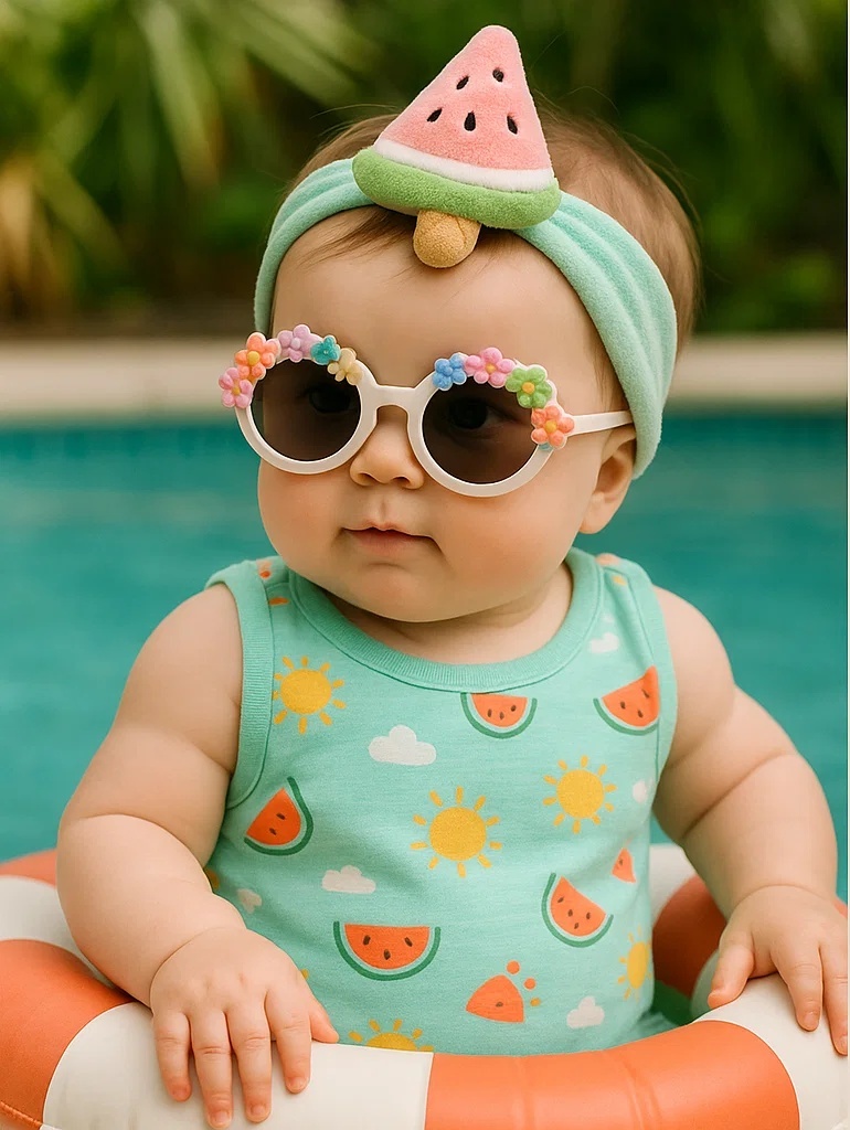 Baby Watermelon Ice Cream Headband with Flower Sunglasses