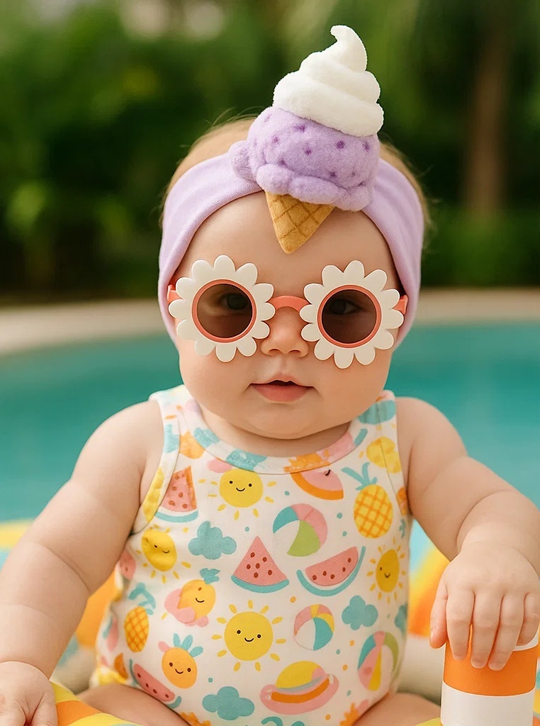 Baby Purple Ice Cream Headband with Sunglasses
