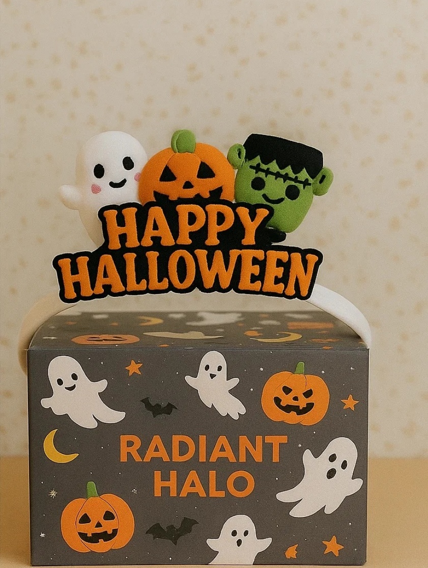 Halloween Baby Headband with Ghost Trio & Pumpkin – Festive Plush Design