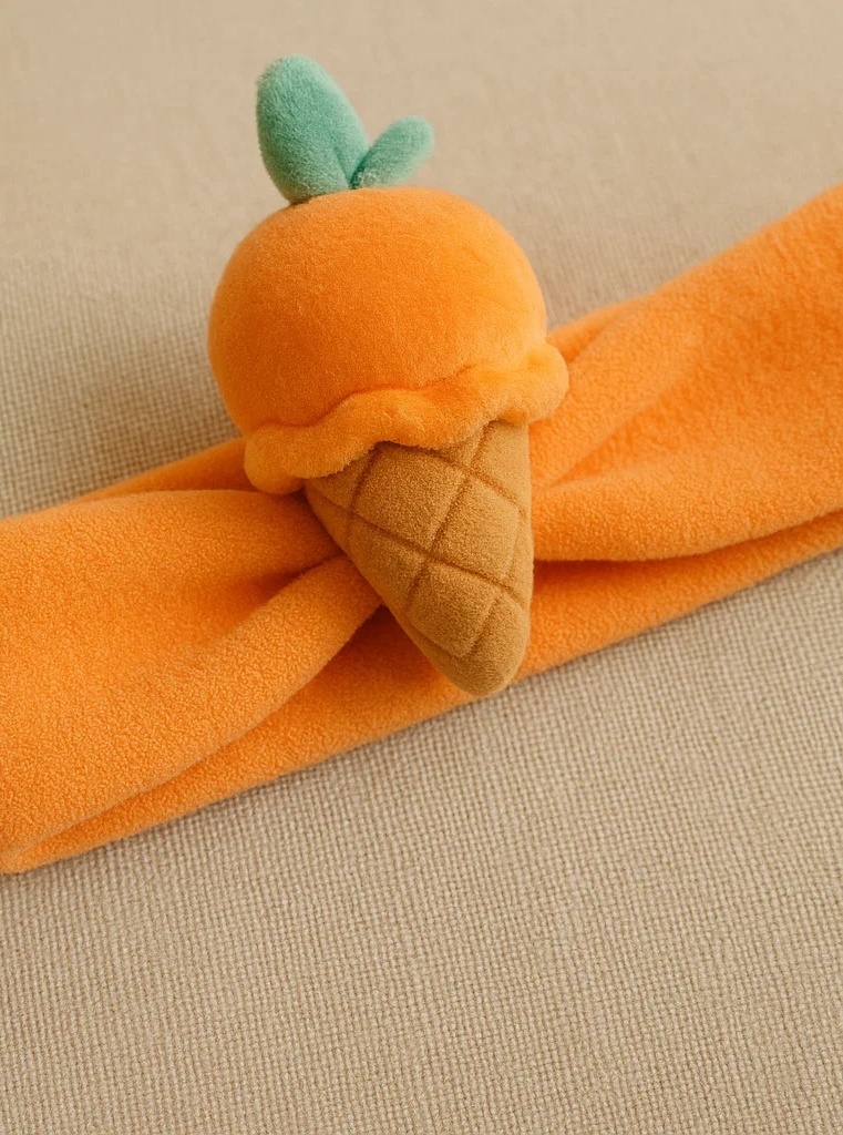 Baby Eistüten-Stirnband mit Blatt-Deko in Orange