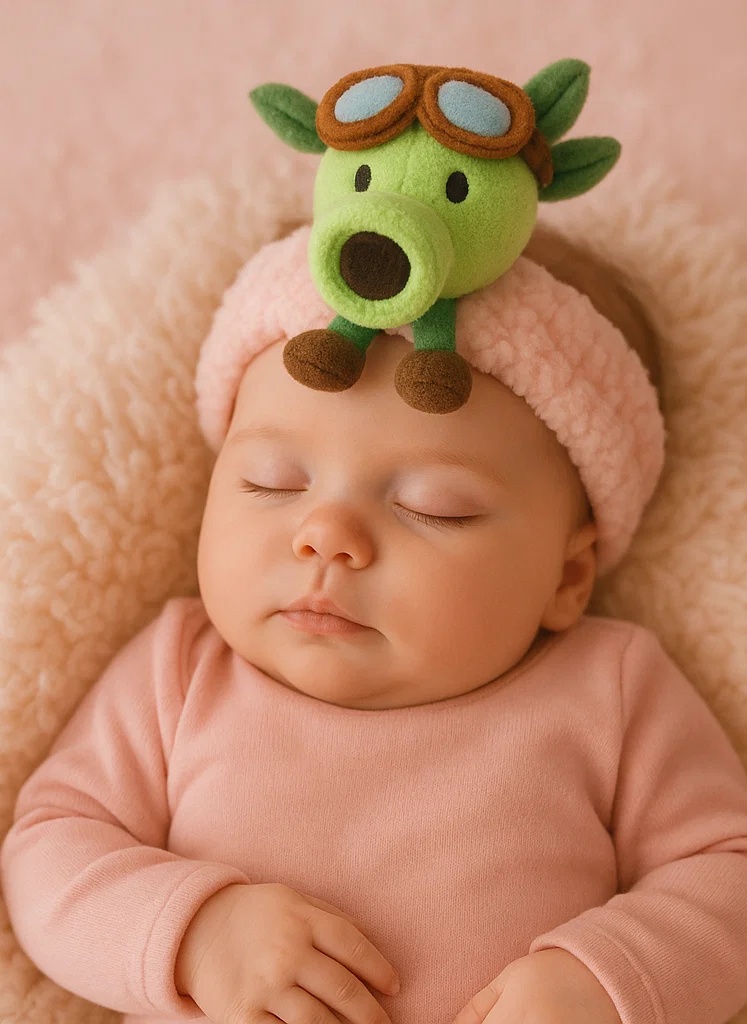 Diadema de bebé con peluche de manzana