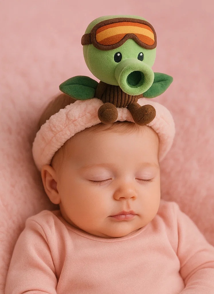 Bandeau pour bébé avec peluche de cochon volant