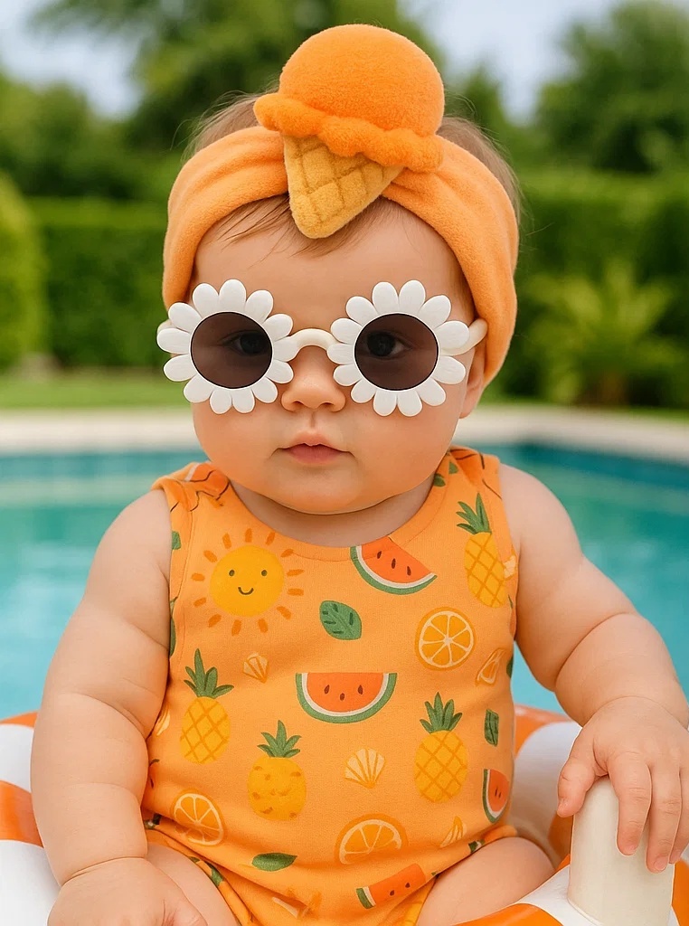 Cinta de helado para bebé en color naranja