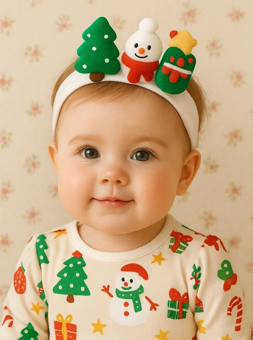 Weihnachtsbaum & Schneemann Baby Stirnband – Radiant Halo Design