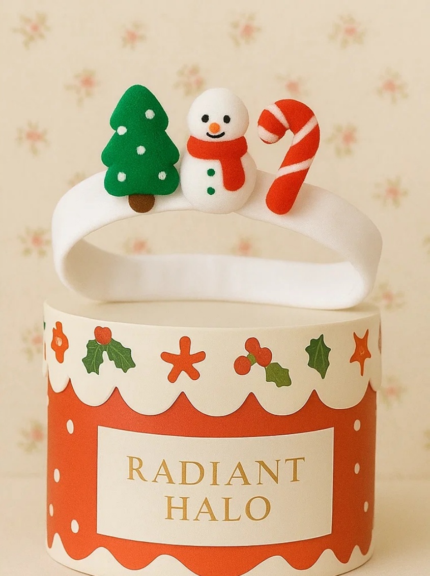 Weihnachtsbaum & Schneemann Baby Stirnband – Radiant Halo Design