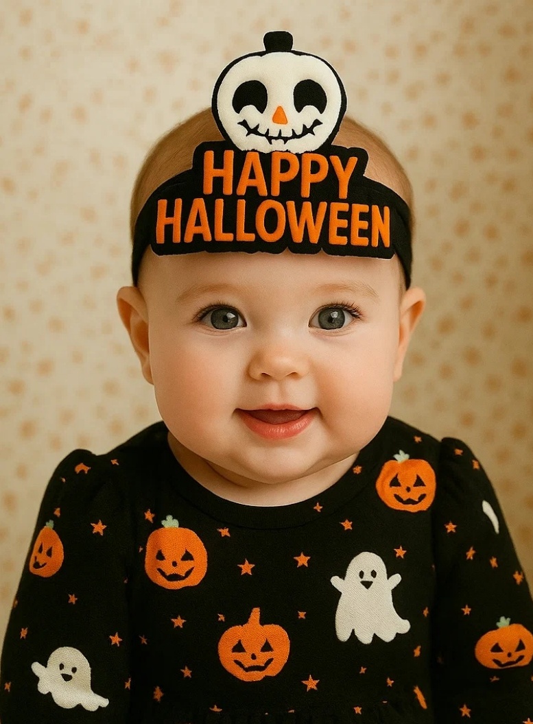 ハロウィン ベビー用ヘアバンド かぼちゃドクロデザイン – 柔らかく快適