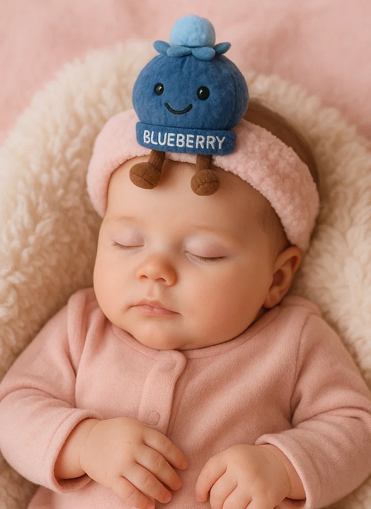 Plush Toy Baby Headband, Blueberry Design