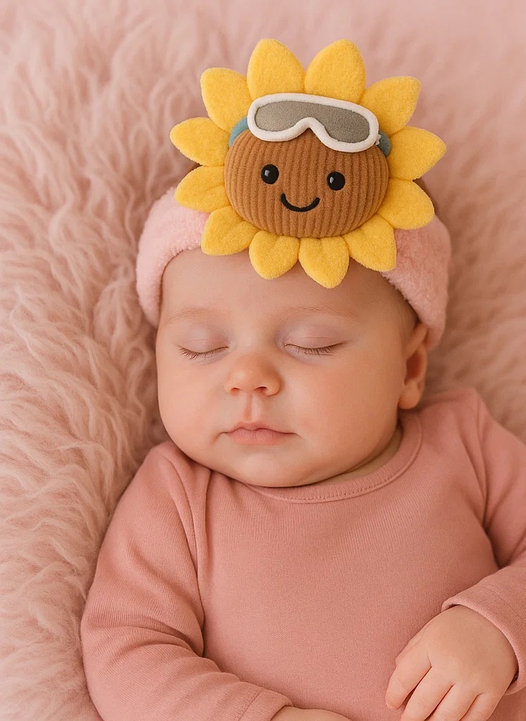 Plush Baby Headband with Sunflower Design